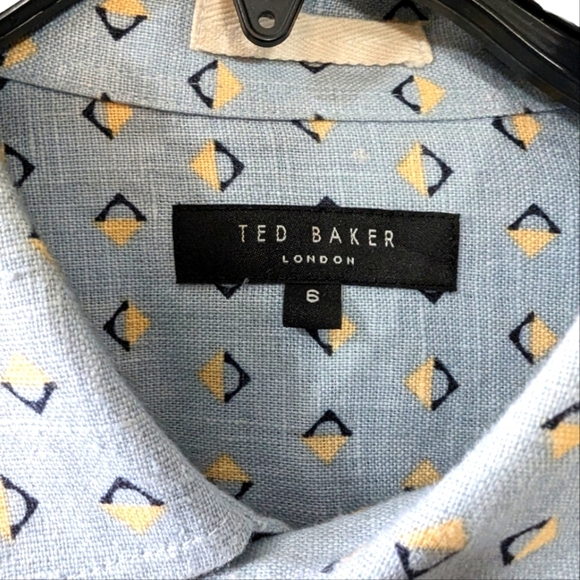 Ted Baker Arnel 100 % Linen Geo..Button Down Shirt... Size 6.. ( XXL) - Picture 2 of 7